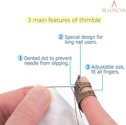Sewing Thimbles for Hand Embroidery Knitting Thimble Adjtable Metal Sewing Finger Protector for Hand Sewing V1258-DP02-D-297