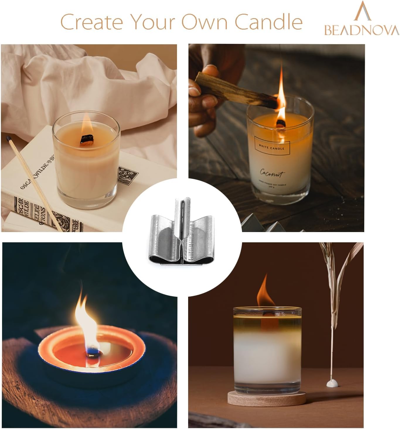 Wood Candle Wick Tabs 30pcs Wood Wick Stainer Tabs for Candle Making and DIY (16mm/ 0.6 inch) V1258-DP02-D-302