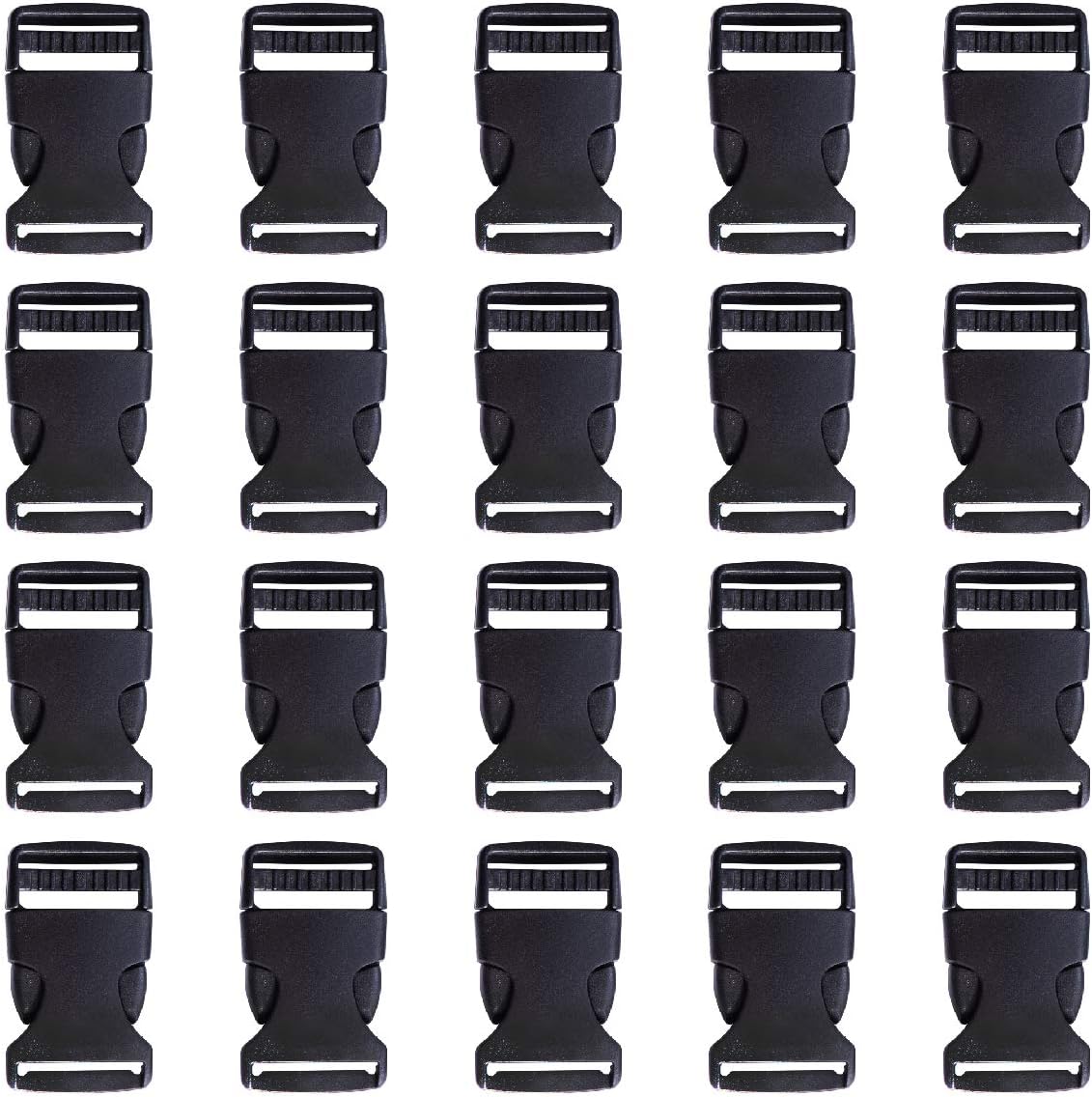Plastic Buckle Strap Clip Quick Side Release Buckles 1 Inch Flat for Nylon Strap Backpack (Black, 1 Inch, 20 V1258-DP02-D-306