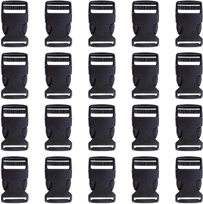 Plastic Buckle Strap Clip Quick Side Release Buckles 1 Inch Flat for Nylon Strap Backpack (Black, 1 Inch, 20 V1258-DP02-D-306