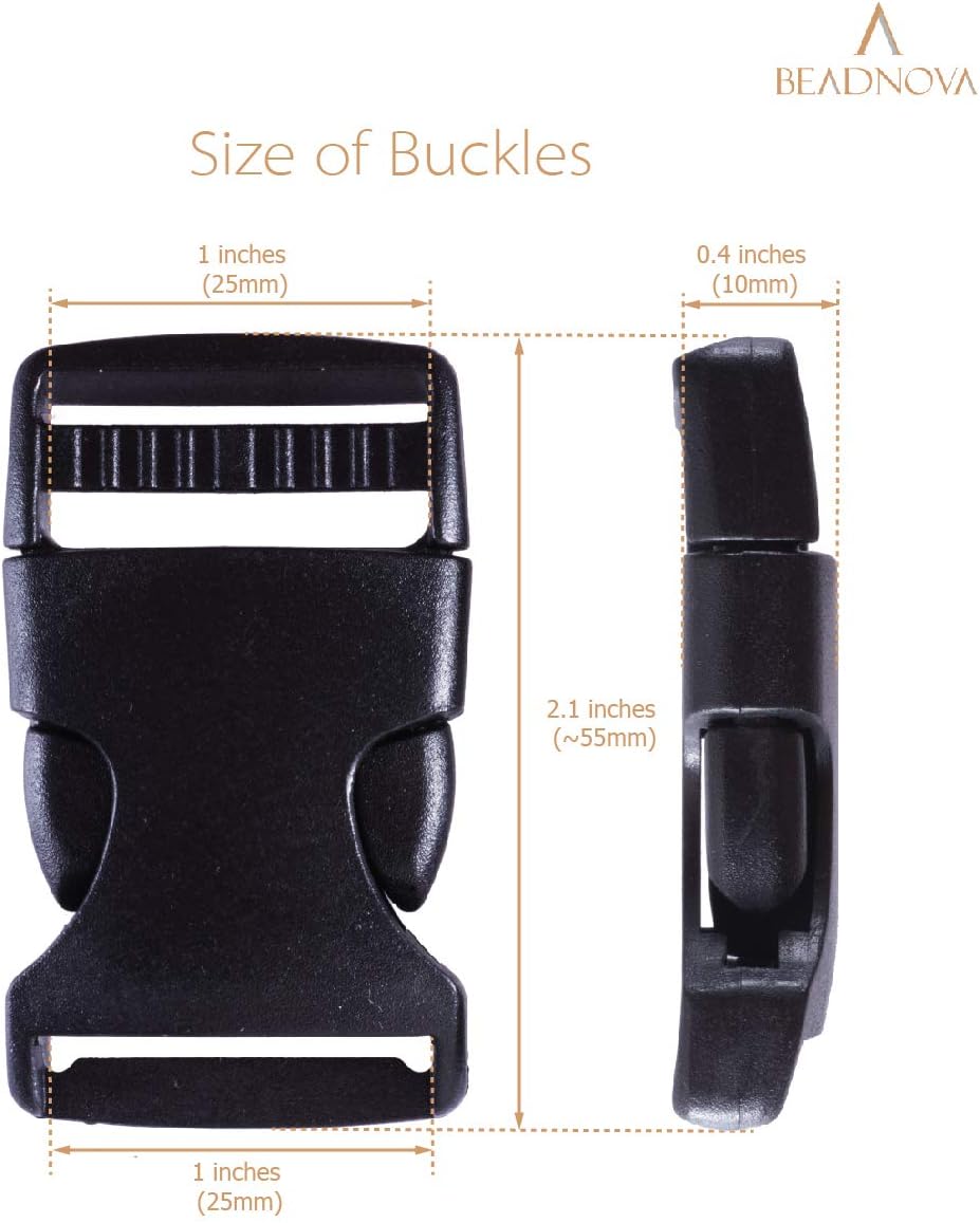 Plastic Buckle Strap Clip Quick Side Release Buckles 1 Inch Flat for Nylon Strap Backpack (Black, 1 Inch, 20 V1258-DP02-D-306