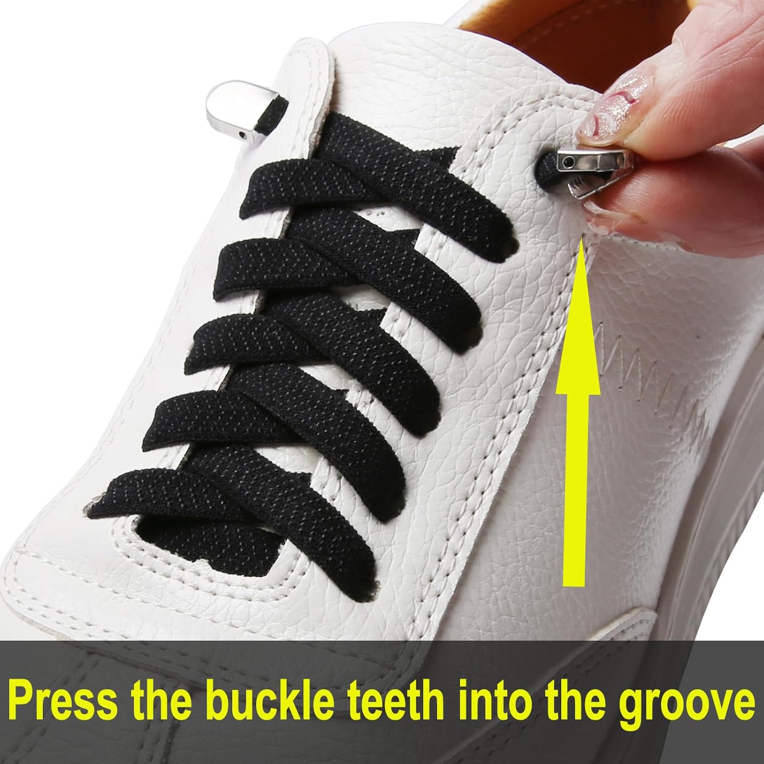 Elastic Shoe Laces for Sneakers, No Tie Shoelaces for Adults and Kids, Flat Tieless Shoe strings V1258-DP02-D-315