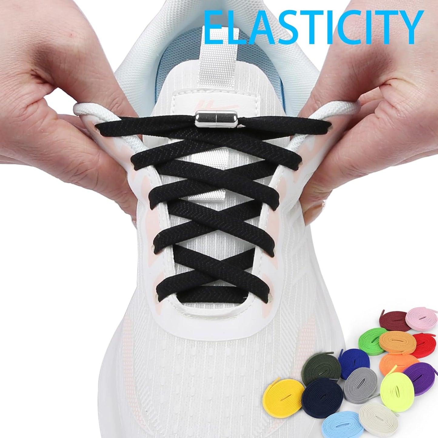 Elastic Shoe Laces for Sneakers, No Tie Shoelaces for Kids and Adults, Tieless Stretch Shoe Strings V1258-DP02-D-317