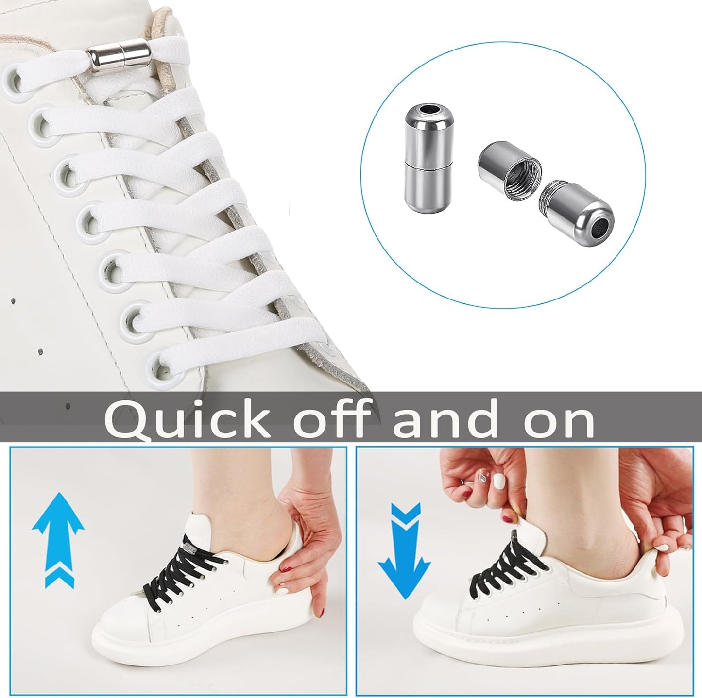 Elastic Shoe Laces for Sneakers, No Tie Shoelaces for Kids and Adults, Tieless Stretch Shoe Strings V1258-DP02-D-317