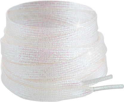 3 Pair Flat Glitter Shiny Shoe Laces for Sneakers, Colorful Sequin Shoelaces for Athletic Shoes Boot Strings V1258-DP02-D-319