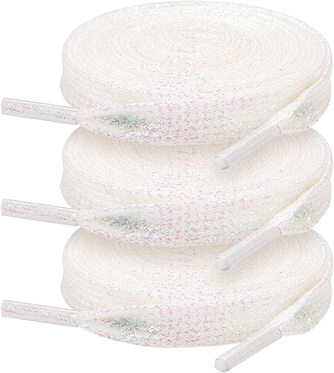 3 Pair Flat Glitter Shiny Shoe Laces for Sneakers, Colorful Sequin Shoelaces for Athletic Shoes Boot Strings V1258-DP02-D-319