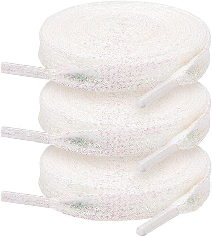 3 Pair Flat Glitter Shiny Shoe Laces for Sneakers, Colorful Sequin Shoelaces for Athletic Shoes Boot Strings V1258-DP02-D-319