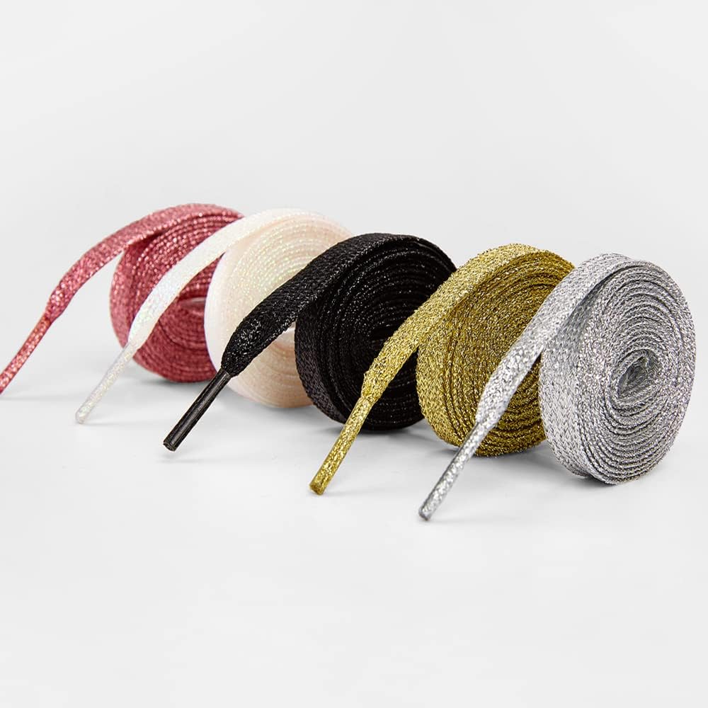 3 Pair Flat Glitter Shiny Shoe Laces for Sneakers, Colorful Sequin Shoelaces for Athletic Shoes Boot Strings V1258-DP02-D-319