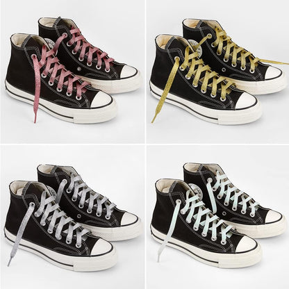 3 Pair Flat Glitter Shiny Shoe Laces for Sneakers, Colorful Sequin Shoelaces for Athletic Shoes Boot Strings V1258-DP02-D-319