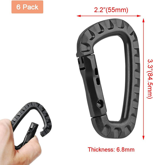 Tactical Gear Carabiner Keychain Clip Plastic D-Rings Large Key Chain Heavy Duty Snap Hook for Backpack, V1258-DP02-D-32