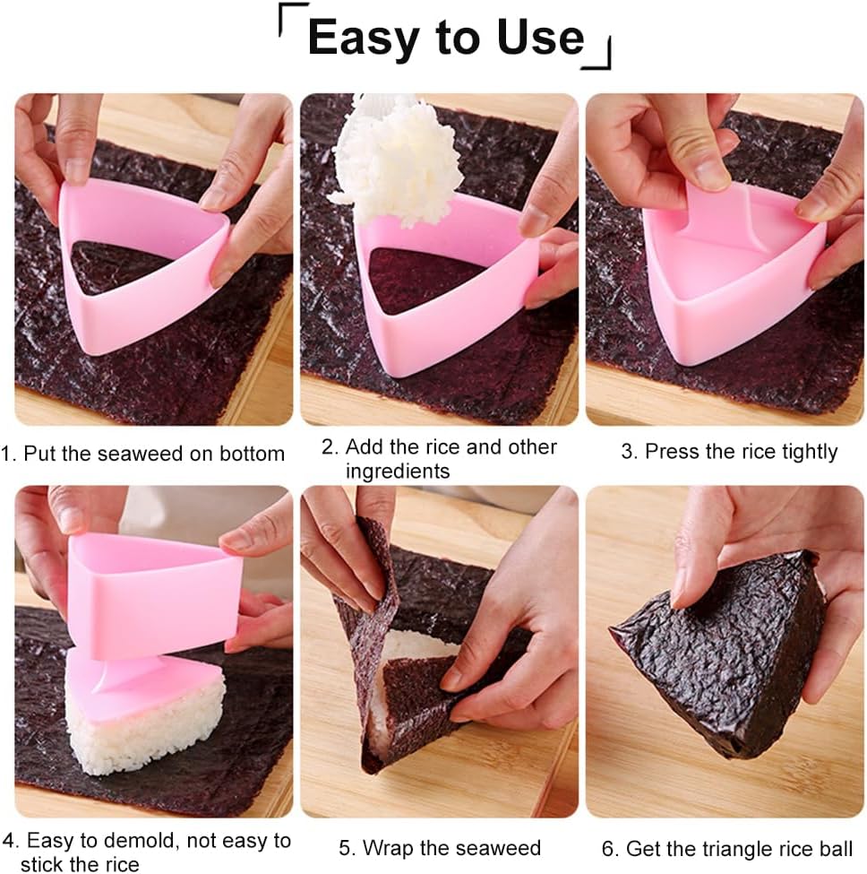 Onigiri Mold Triangle, 2 Pack Large Rice Ball Mold Shi Makers, Japanese Rice Cooker Kit for Lunch Bento V1258-DP02-D-322