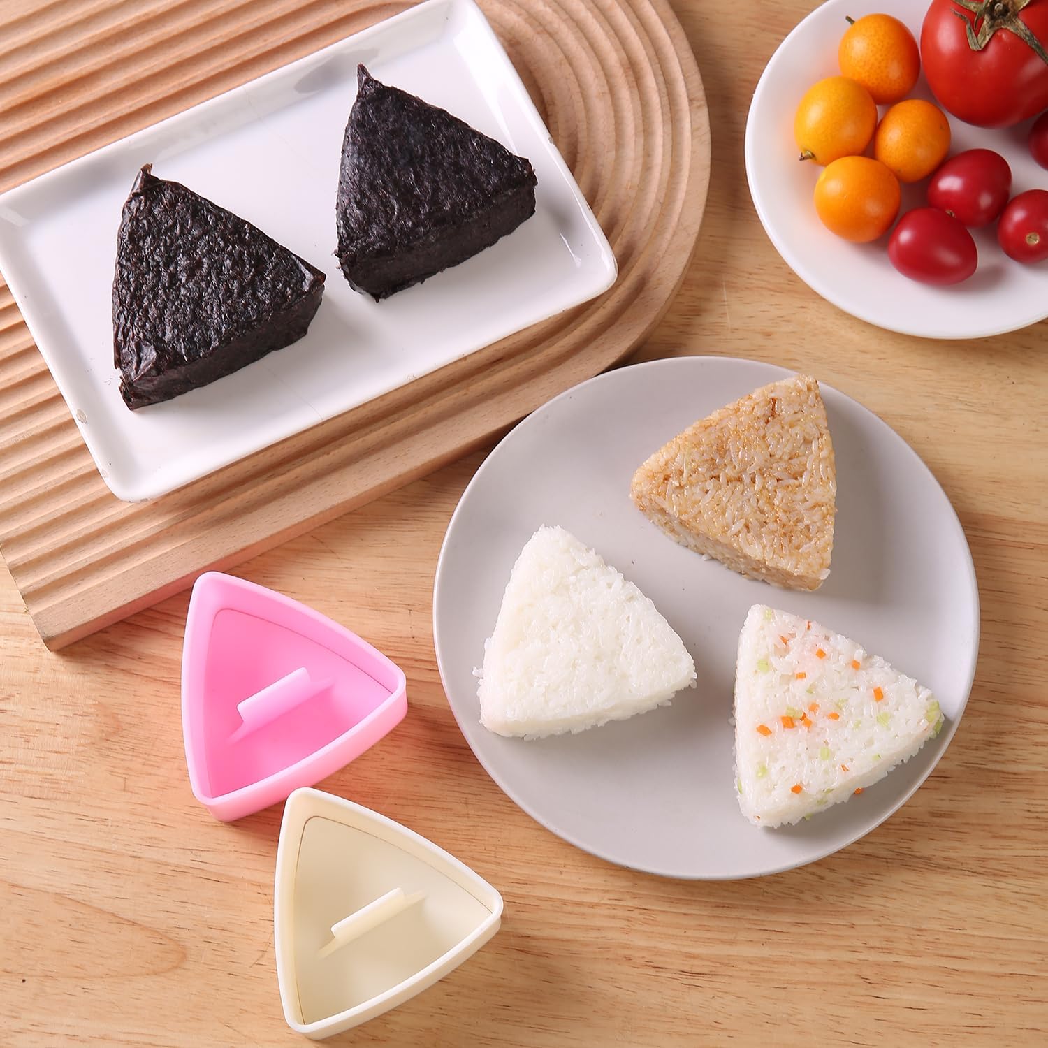 Onigiri Mold Triangle, 2 Pack Large Rice Ball Mold Shi Makers, Japanese Rice Cooker Kit for Lunch Bento V1258-DP02-D-322