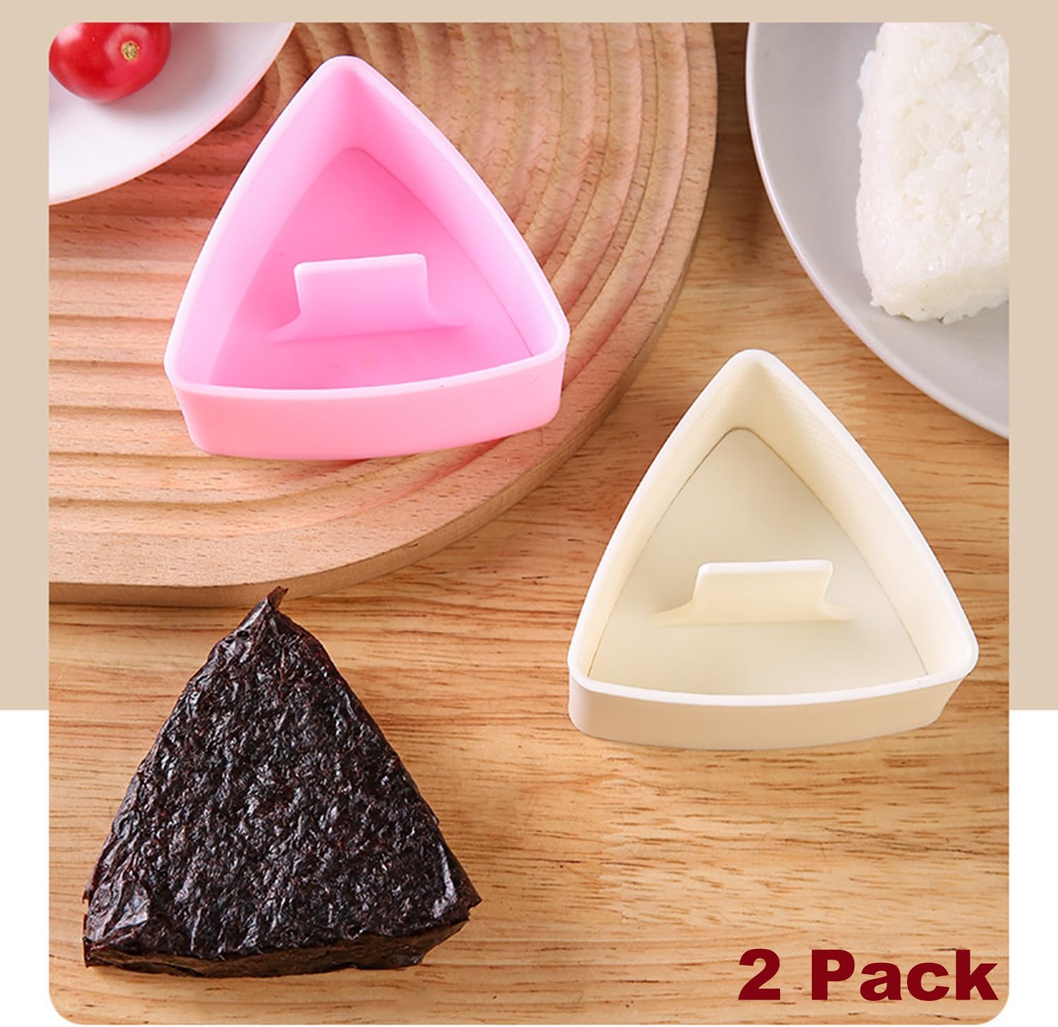 Onigiri Mold Triangle, 2 Pack Large Rice Ball Mold Shi Makers, Japanese Rice Cooker Kit for Lunch Bento V1258-DP02-D-322