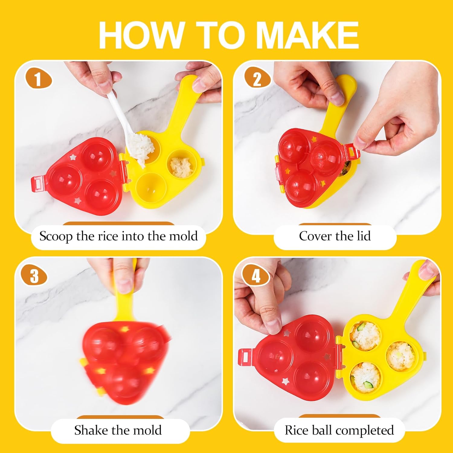 Rice Ball Mold, Upgraded Rice Ball Shaker, Onigiri Rice Ball Maker Molds for Kids, DIY Mini Shi Maker Mold V1258-DP02-D-324