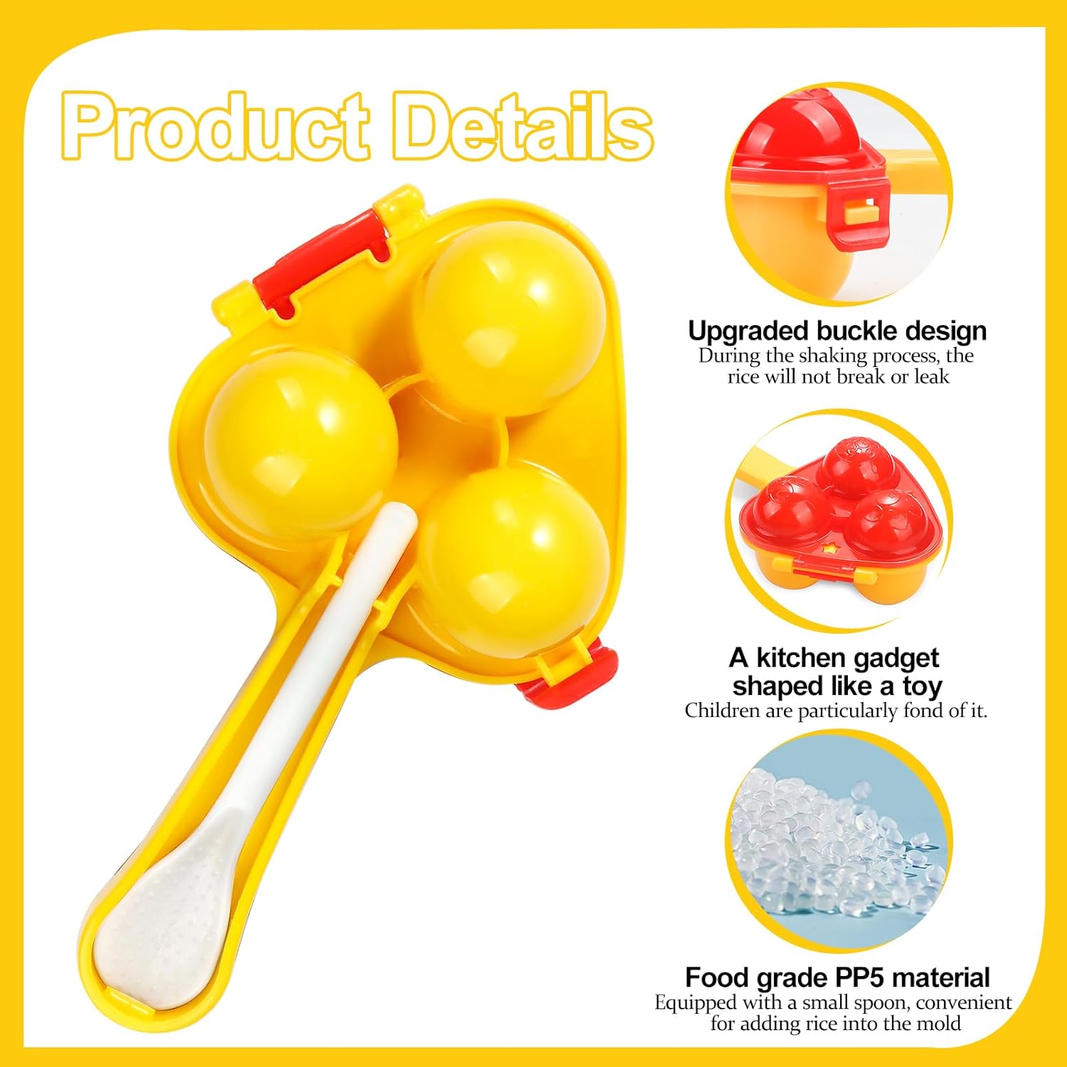 Rice Ball Mold, Upgraded Rice Ball Shaker, Onigiri Rice Ball Maker Molds for Kids, DIY Mini Shi Maker Mold V1258-DP02-D-324