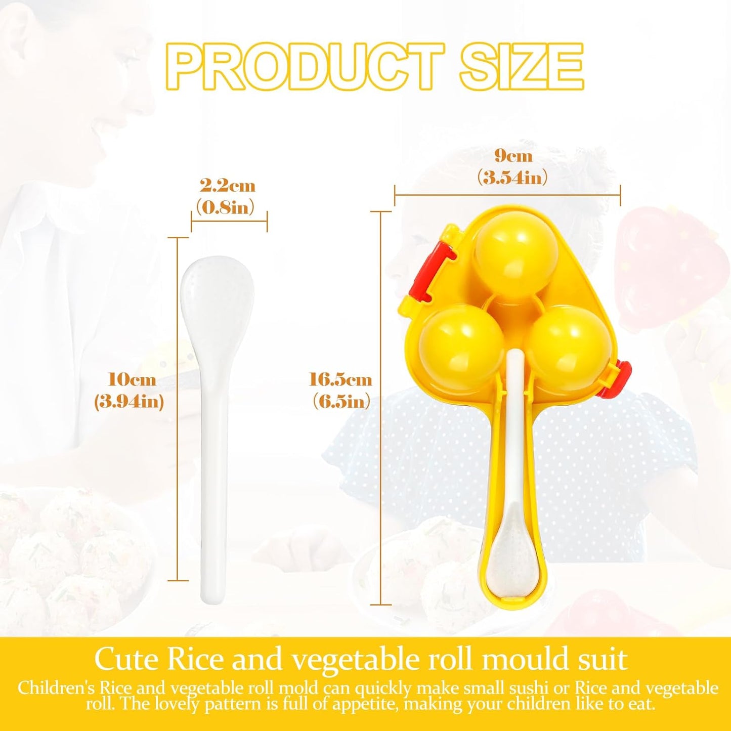 Rice Ball Mold, Upgraded Rice Ball Shaker, Onigiri Rice Ball Maker Molds for Kids, DIY Mini Shi Maker Mold V1258-DP02-D-324