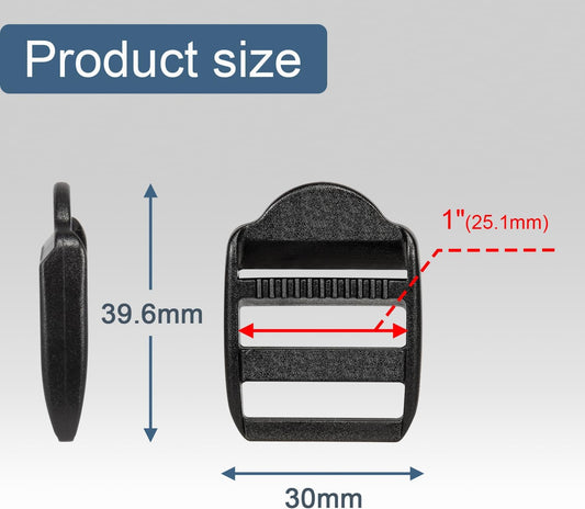 CooBigo 12 Pack Plastic Ladder Lock Buckles, 1" Ladder Slider Buckle for Backpack Strap Nylon Webbing Clip V1258-DP02-D-33