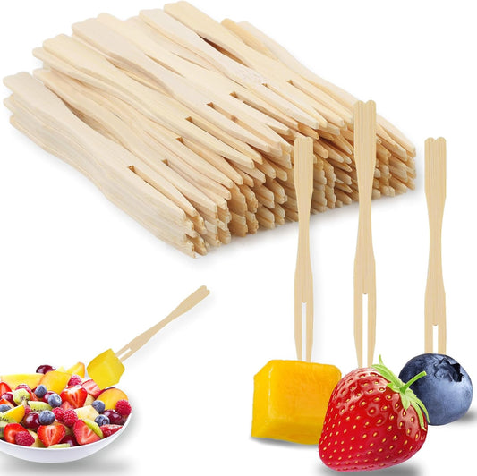 400PCS 3.5 Inch Appetizer Forks, Mini Forks, Mini Forks For Appetizers, Disposable Bamboo Forks Can Be ed For V1258-DP02-D-330