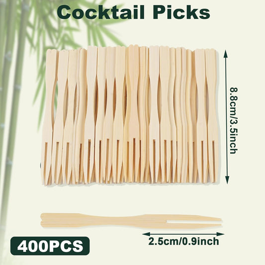 400PCS 3.5 Inch Appetizer Forks, Mini Forks, Mini Forks For Appetizers, Disposable Bamboo Forks Can Be ed For V1258-DP02-D-330