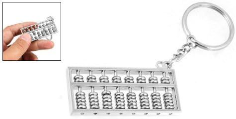 Alloy 8 Rolls Mini Abacus Keychain Key Ring Chain Metal Fob Pendant Ornament Trinket Silver V1258-DP02-D-339