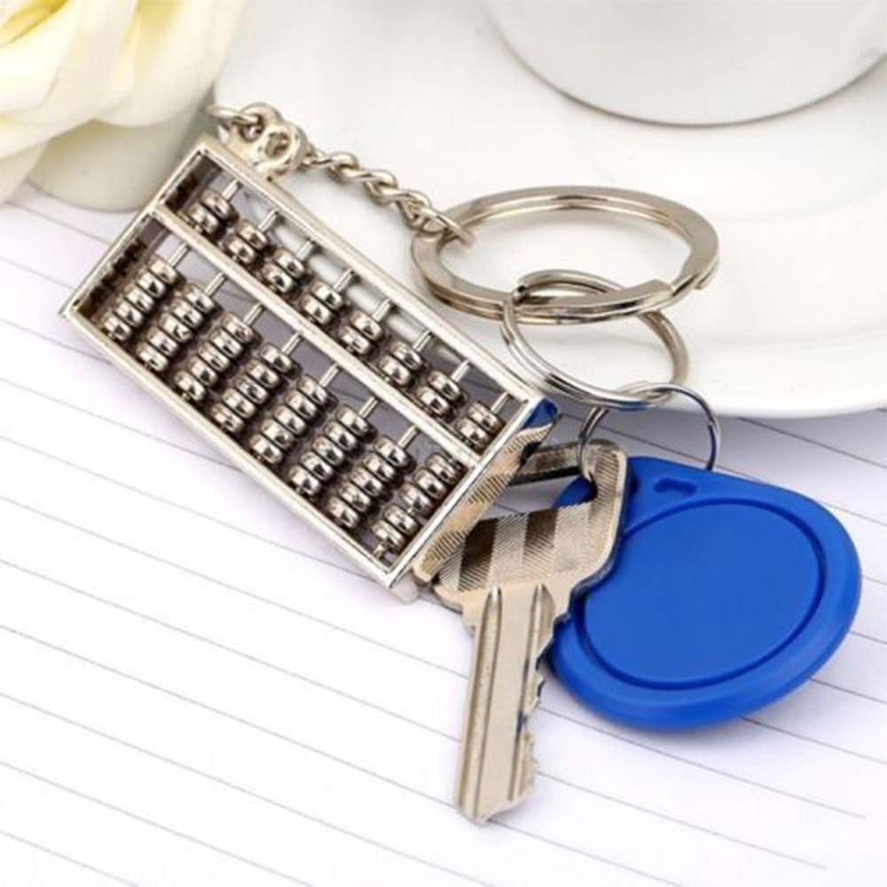 Alloy 8 Rolls Mini Abacus Keychain Key Ring Chain Metal Fob Pendant Ornament Trinket Silver V1258-DP02-D-339