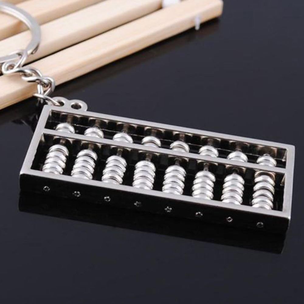 Alloy 8 Rolls Mini Abacus Keychain Key Ring Chain Metal Fob Pendant Ornament Trinket Silver V1258-DP02-D-339