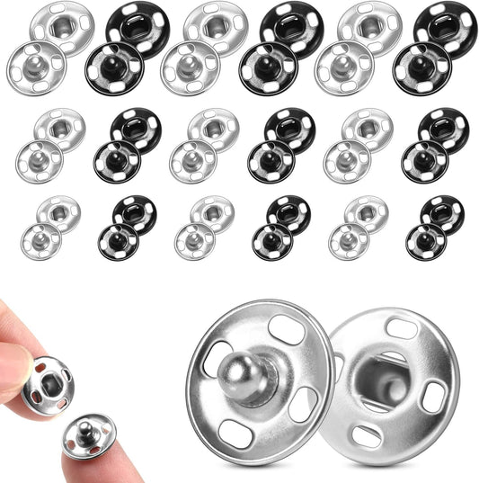 140 Sets Sew on Snaps for Clothing, Metal Snaps Fasteners Press Studs, Snap Buttons for Clothes Fabric Bag V1258-DP02-D-34