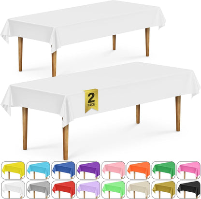 2 Rectangular Tablecloths, BPA-Free Plastic, 54 x 108 Inch, Disposable or Reusable Table Cover for Parties, V1258-DP02-D-343