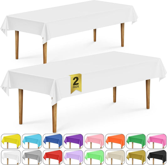2 Rectangular Tablecloths, BPA-Free Plastic, 54 x 108 Inch, Disposable or Reusable Table Cover for Parties, V1258-DP02-D-343