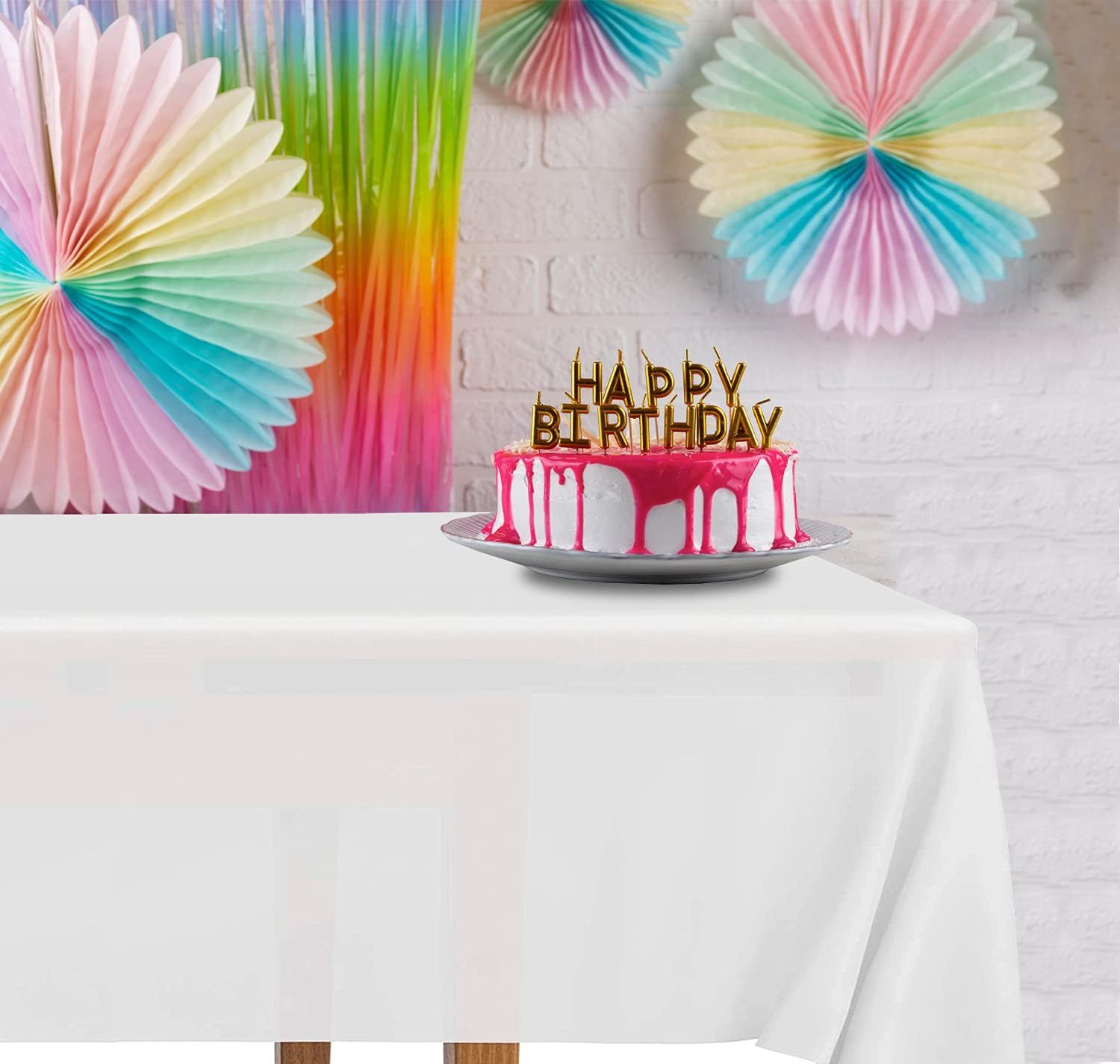 2 Rectangular Tablecloths, BPA-Free Plastic, 54 x 108 Inch, Disposable or Reusable Table Cover for Parties, V1258-DP02-D-343
