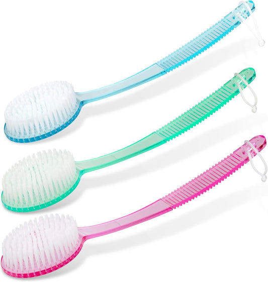 (Random Color, 1 Pack) Bath Brush with Bristles, Long Handle for Exfoliating Back, Body, and Feet, Bath and V1258-DP02-D-344