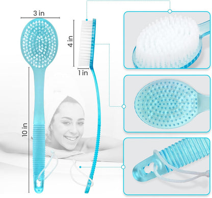 (Random Color, 1 Pack) Bath Brush with Bristles, Long Handle for Exfoliating Back, Body, and Feet, Bath and V1258-DP02-D-344