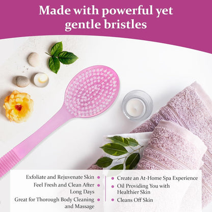 (Random Color, 1 Pack) Bath Brush with Bristles, Long Handle for Exfoliating Back, Body, and Feet, Bath and V1258-DP02-D-344