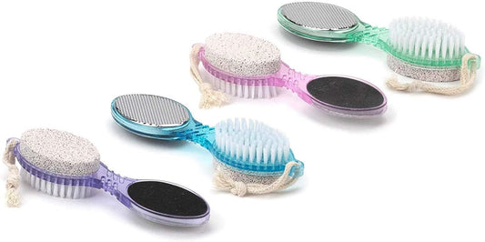 (4 in 1) Pedicure Paddle Kit Tool with Pumice Stone for Feet, Foot Hand Toe Nail Cleaning Brush, Metal File V1258-DP02-D-346