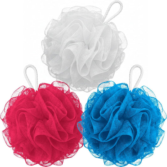 3 Pack Loofah Sponges, Gentle Body Scrubber for Body Wash, Shower Gel, Durable and Exfoliating Mesh Loofahs V1258-DP02-D-348