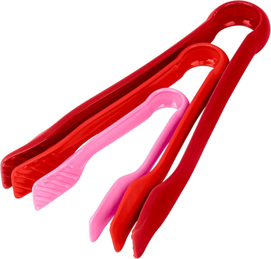 3 Pcs 6" x 8" x 10" Multi Colored Plastic Tong Set, 3 Pack Durable BPA-Free Quality Heavy Duty Perfect for V1258-DP02-D-349