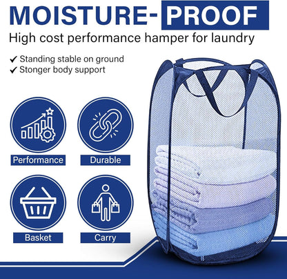 1 Pack Mesh Pop Up Laundry Hamper, Lightweight Foldable Clothes Basket with Easy Carry Handles, Durable Mesh V1258-DP02-D-352