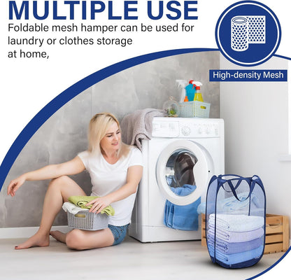 1 Pack Mesh Pop Up Laundry Hamper, Lightweight Foldable Clothes Basket with Easy Carry Handles, Durable Mesh V1258-DP02-D-352