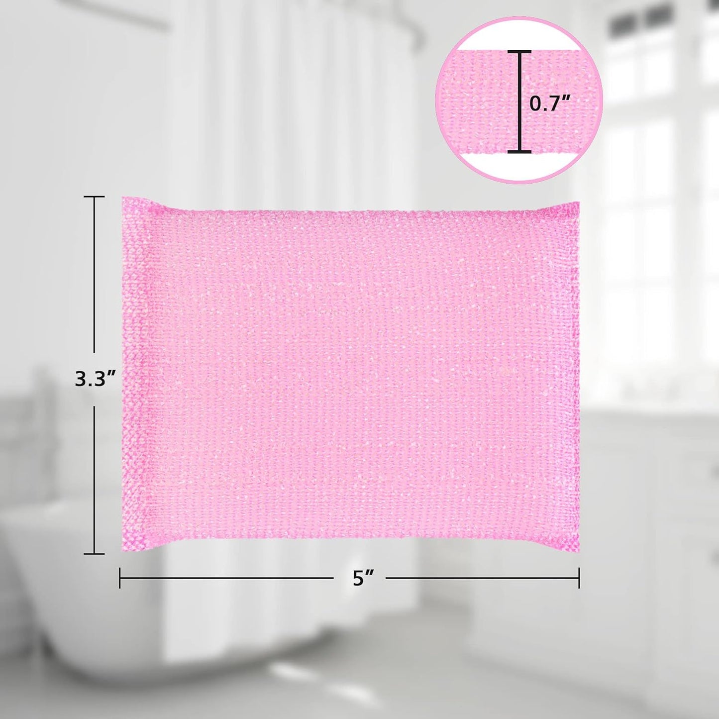4 Multipurpose Scouring Pads, Non-Scratch Cleaning Sponge for Kitchen, Bathroom, Pots, Pans, and Dishes (4 V1258-DP02-D-354