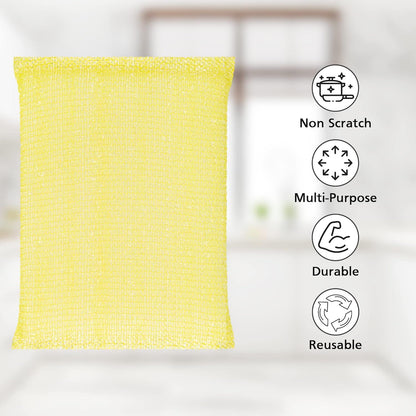 4 Multipurpose Scouring Pads, Non-Scratch Cleaning Sponge for Kitchen, Bathroom, Pots, Pans, and Dishes (4 V1258-DP02-D-354