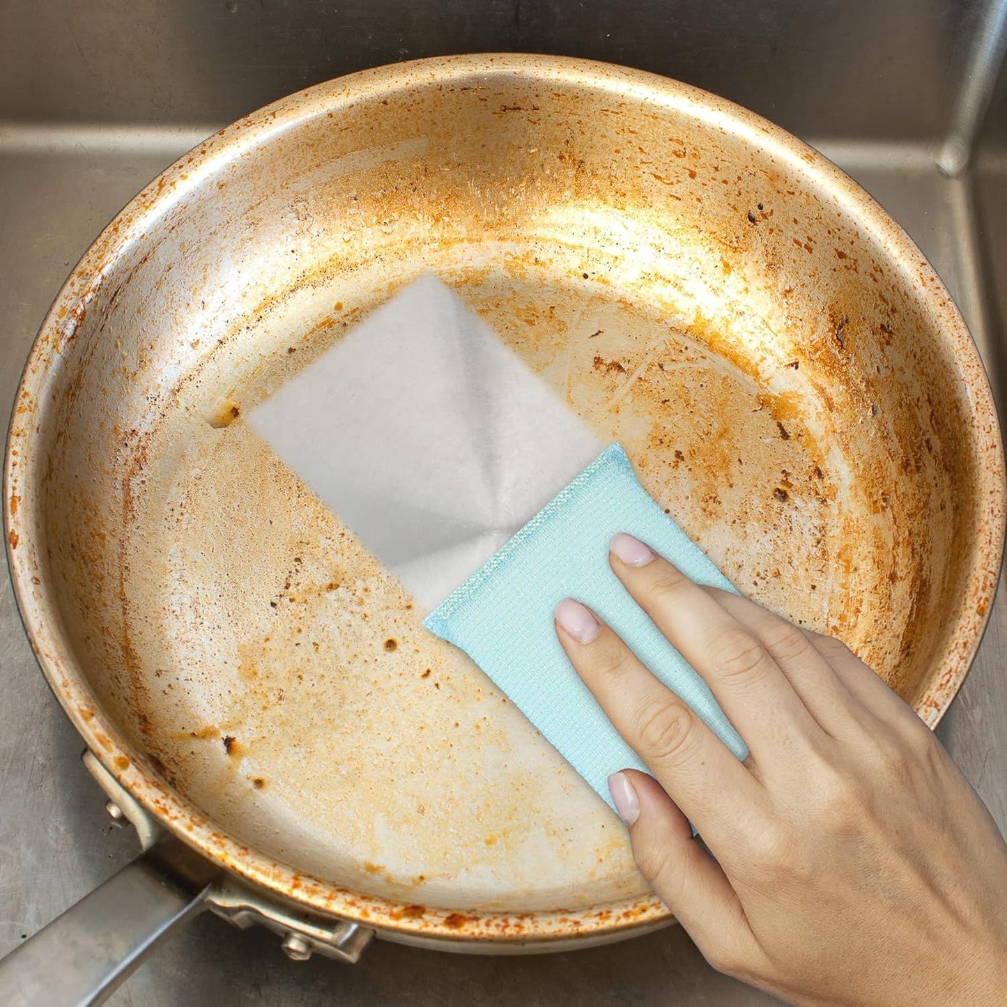 4 Multipurpose Scouring Pads, Non-Scratch Cleaning Sponge for Kitchen, Bathroom, Pots, Pans, and Dishes (4 V1258-DP02-D-354