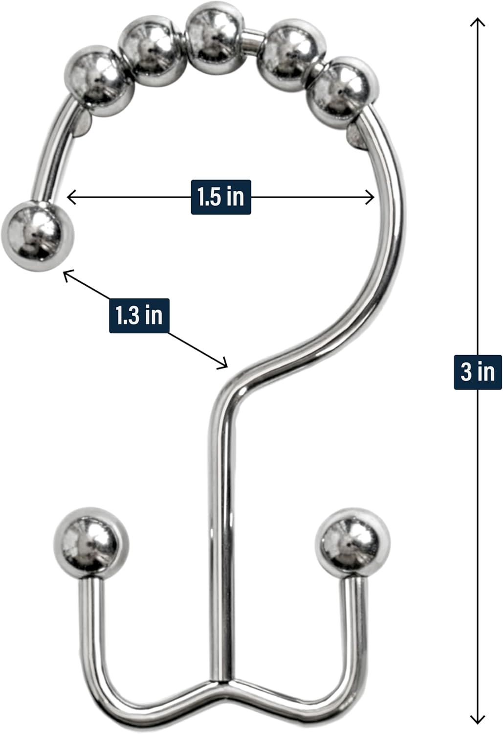 12 Pack Shower Curtain Hooks, Heavy Duty Coated Stainless Steel, Rustproof and Corrosion Resistant, Smooth V1258-DP02-D-356