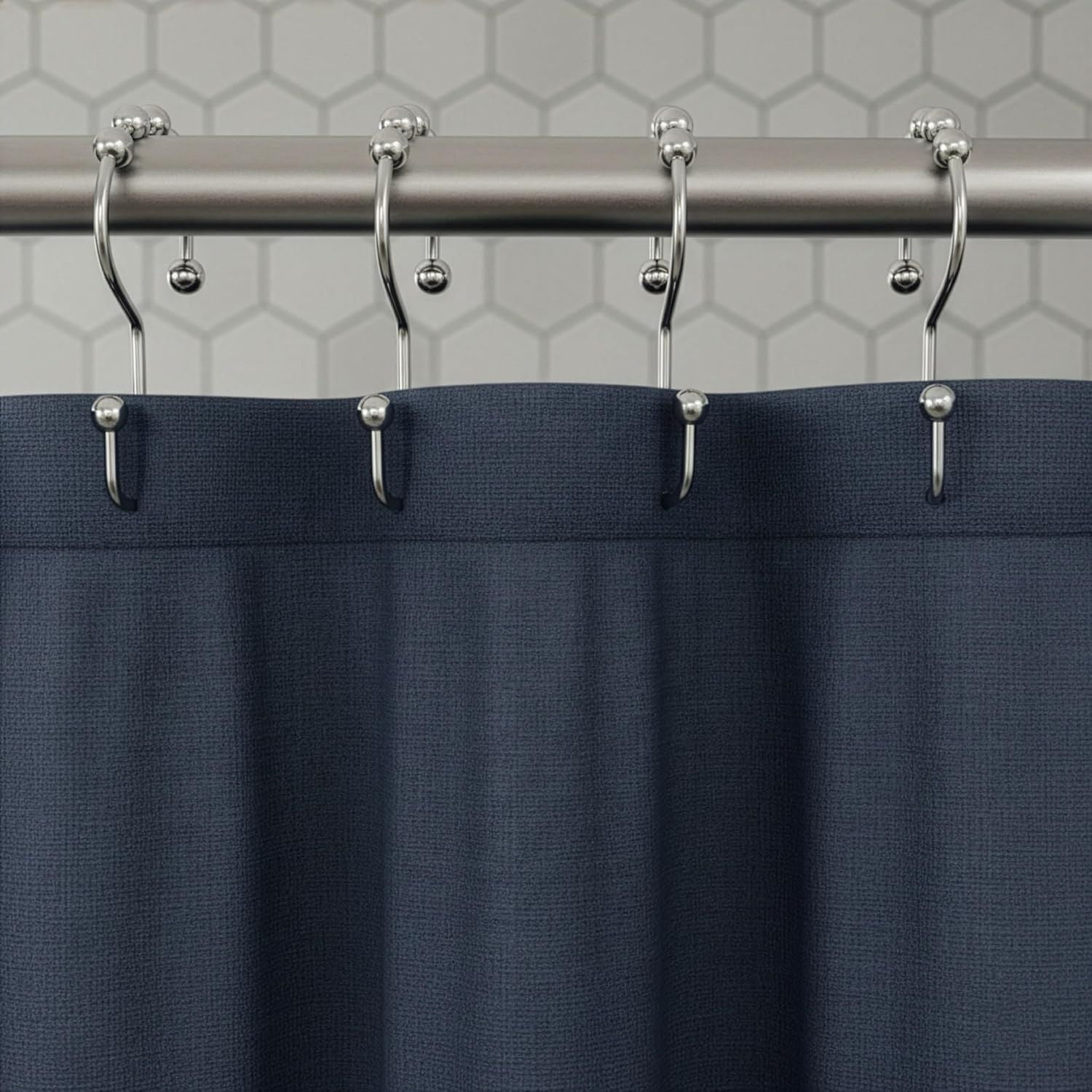 12 Pack Shower Curtain Hooks, Heavy Duty Coated Stainless Steel, Rustproof and Corrosion Resistant, Smooth V1258-DP02-D-356