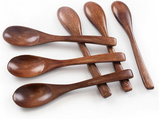 6PCS Wooden Spoons for Eating, 6 Inch Small Wooden Spoons for Honey, Coffee, Tea, Hot Cocoa, Jam, Bath Salts, V1258-DP02-D-359