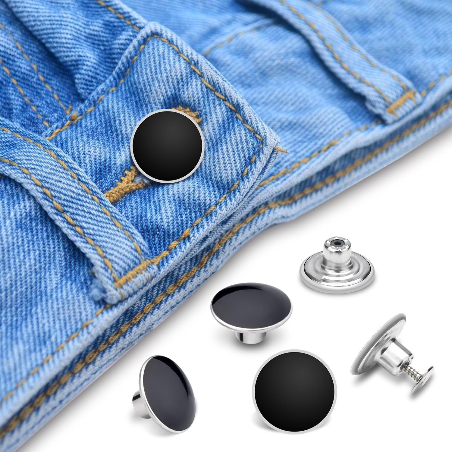 24 Pcs 17mm Jeans Button Replacement, Metal Buttons for Jeans No-Sew Nailess Removable Button for Jacket V1258-DP02-D-36
