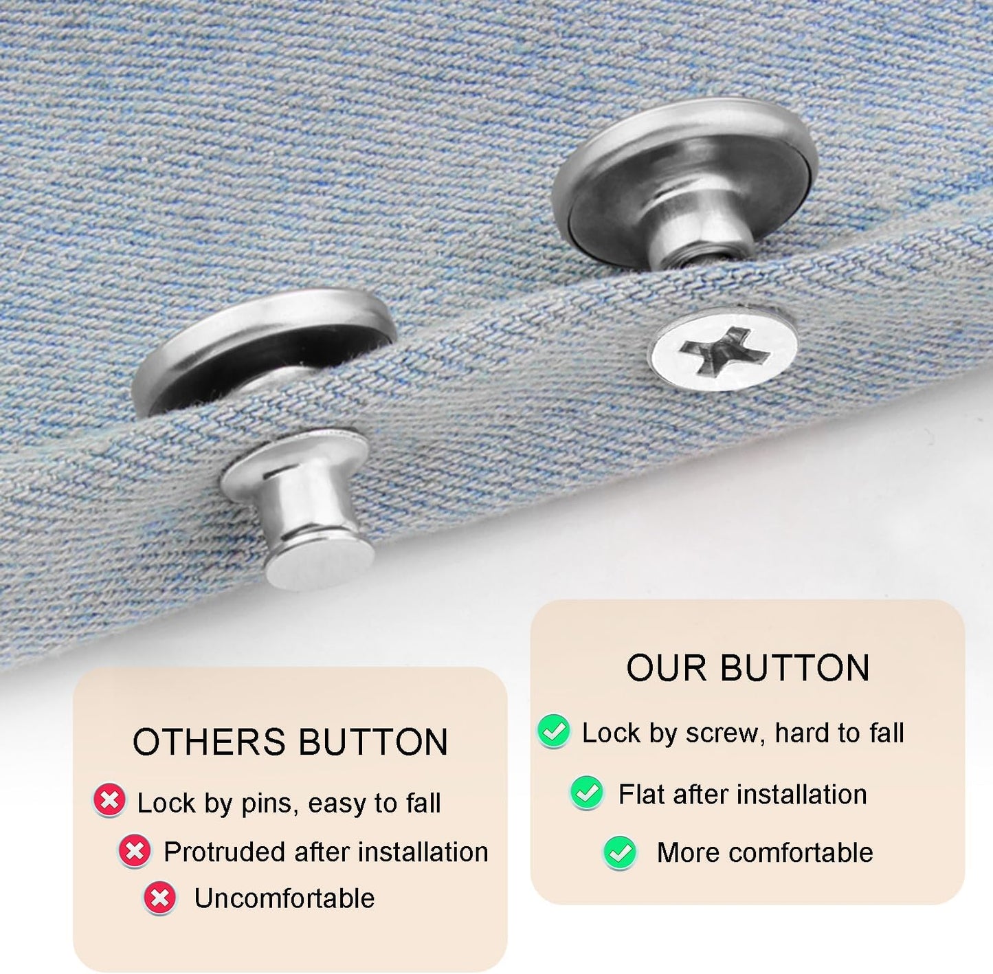 24 Pcs 17mm Jeans Button Replacement, Metal Buttons for Jeans No-Sew Nailess Removable Button for Jacket V1258-DP02-D-36