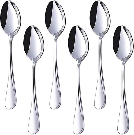 Stainless Steel Teaspoons, 6-Piece Coffee & Dessert Spoons Set, 6.7 Inch Small Spoons for Tea, Sugar, Yogurt V1258-DP02-D-360