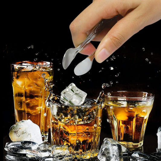 3PCS Mini Serving Tongs, 4Inch Rose Stainless Steel Sugar Cube Tongs, Sliver Small Ice Tong for Tea and V1258-DP02-D-366