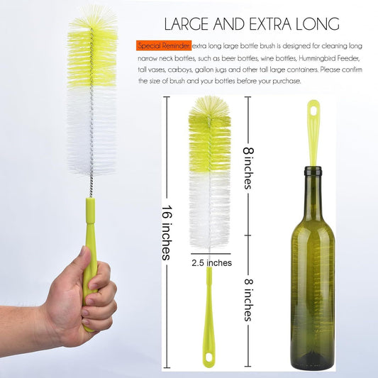 16 inch Long Bottle Brush Cleaner for Washing Wine/Beer/Sport Well/Thermos/Glass, Hummingbird Feeder and Long V1258-DP02-D-373