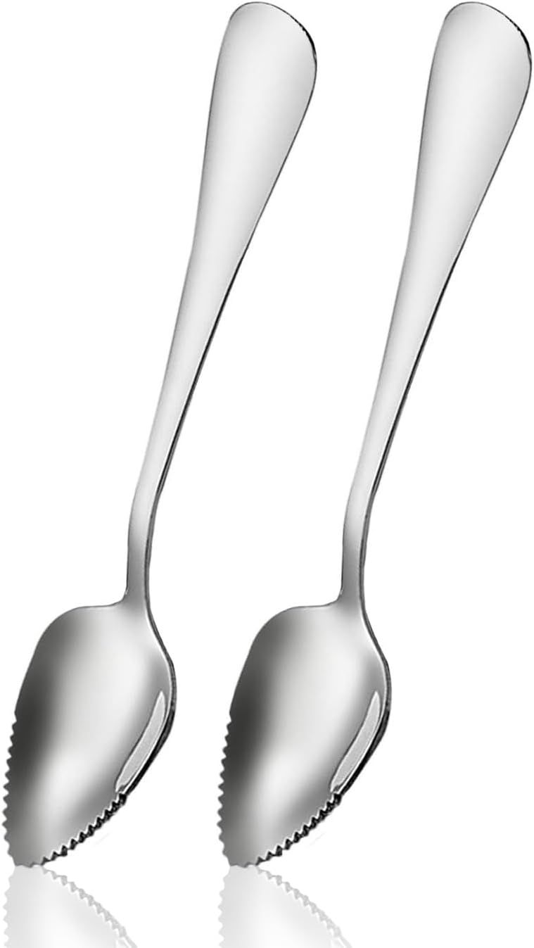 Serrated Edge Grapefruit Spoons Stainless Steel Grapefruit Utensil Tool Dessert Fruit Spoons for Citrus Lemon V1258-DP02-D-378